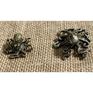 Metal Octopus Miniature Figurine Set Aquatic Coastal Ocean Sea Life Nautical